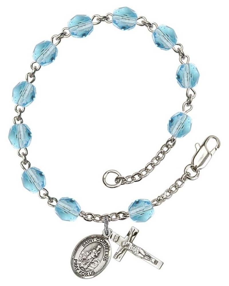 March Birth Month Bead Rosary Bracelet with Patron Saint Petite Charm, 7 1/2 Inch Saint Cornelius $49.29 Bracelets