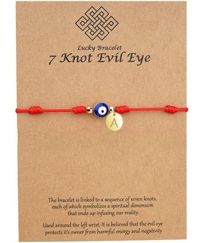 Evil Eye Bracelets Red Rope Letter Alphabet Bracelet 7 Knot Evil Eye Good Luck String Protection Bracelet Link Charm for Wome...