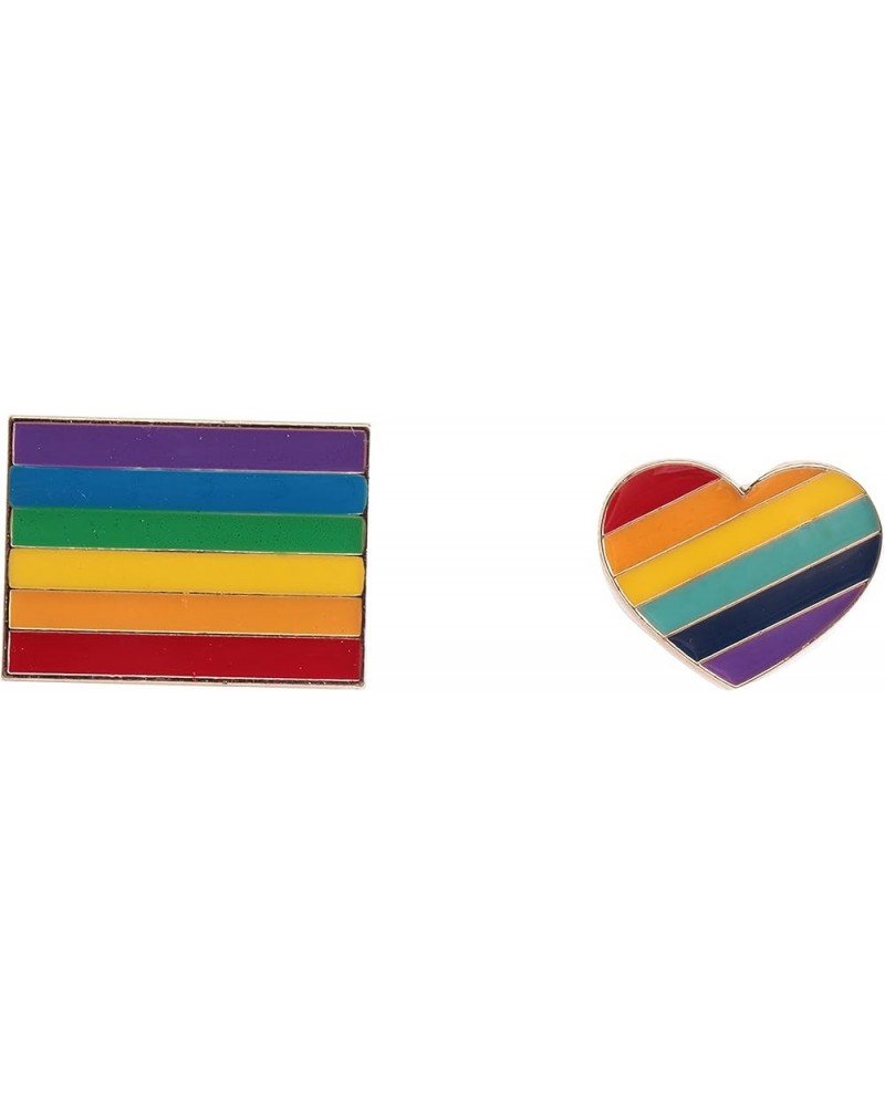 2 Pcs Rainbow Brooch Pins Gay Pride Flag Enamel Lapel Collar Shirt Dress Hat Shawl Pins Accessories for Lesbian Women Men Clo...