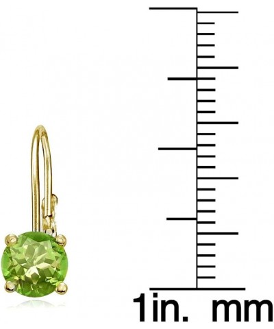 Yellow Gold Flashed Sterling Silver Genuine, Created or Simulated Gemstone 6mm Round Leverback Earrings August-Peridot $17.66...