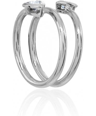 Sterling Silver Cubic Zirconia Trillion Two Stone Spiral Wrap Around Polished Statement Ring Sterling Silver $19.94 Rings