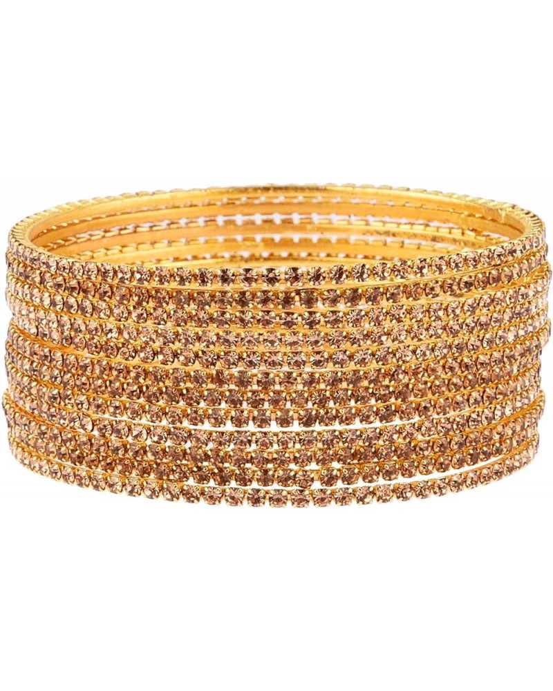 Indian Bangle Rhinestone CZ Crystal Wedding Bridal Bracelet Jewelry for Women Gold LCT (Set of 12 Pcs) 2-8 $9.34 Others