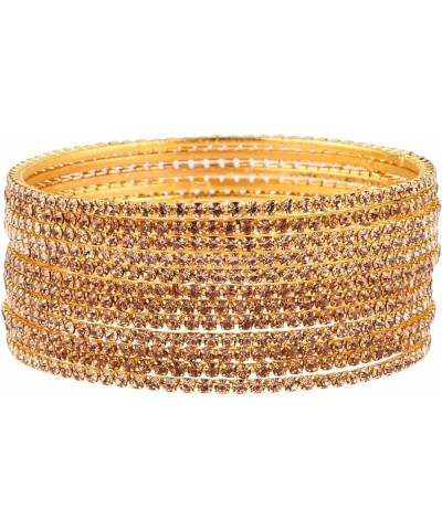 Indian Bangle Rhinestone CZ Crystal Wedding Bridal Bracelet Jewelry for Women Gold LCT (Set of 12 Pcs) 2-8 $9.34 Others