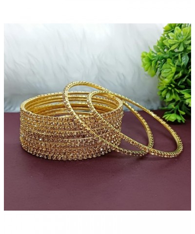 Indian Bangle Rhinestone CZ Crystal Wedding Bridal Bracelet Jewelry for Women Gold LCT (Set of 12 Pcs) 2-8 $9.34 Others