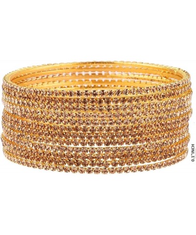 Indian Bangle Rhinestone CZ Crystal Wedding Bridal Bracelet Jewelry for Women Gold LCT (Set of 12 Pcs) 2-8 $9.34 Others