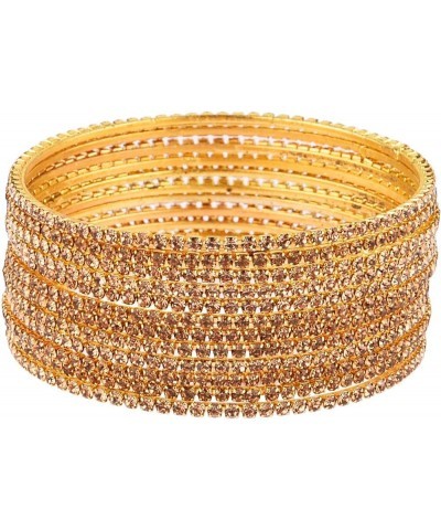 Indian Bangle Rhinestone CZ Crystal Wedding Bridal Bracelet Jewelry for Women Gold LCT (Set of 12 Pcs) 2-8 $9.34 Others