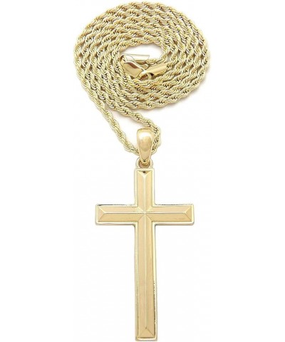 Hip Hop Fashion Polished Cross Pendant Box, Cuban, Rope Chain Necklace Gold / Rope Chain 18.0 Inches $10.81 Necklaces