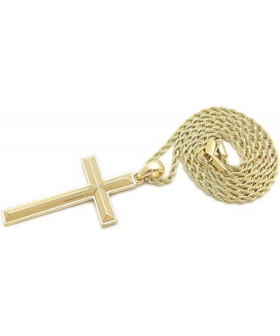 Hip Hop Fashion Polished Cross Pendant Box, Cuban, Rope Chain Necklace Gold / Rope Chain 18.0 Inches $10.81 Necklaces