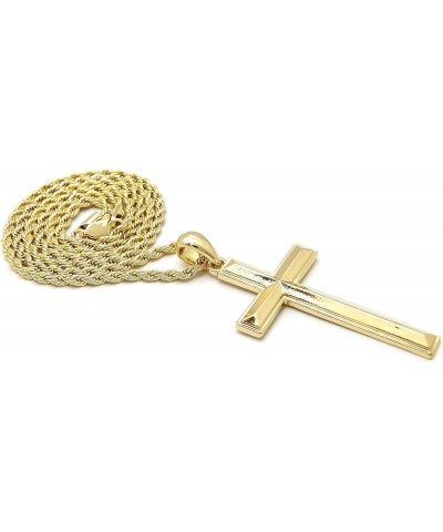 Hip Hop Fashion Polished Cross Pendant Box, Cuban, Rope Chain Necklace Gold / Rope Chain 18.0 Inches $10.81 Necklaces