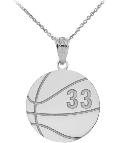 .925 Sterling Silver Unisex Personalized Engraved Basketball Sports Charm Pendant Necklace With Your Name and Number - Choice...