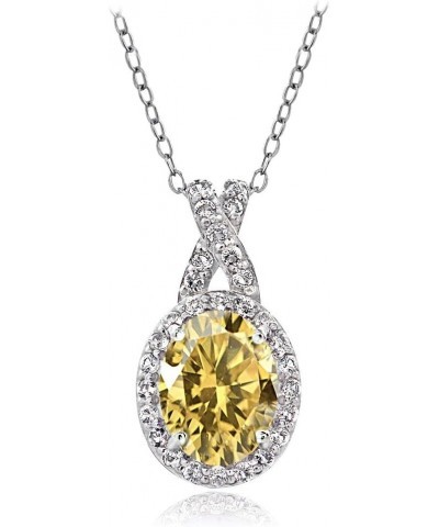 Sterling Silver Genuine, Created or Simulated Gemstone & White Topaz X & Oval Drop Necklace for Women Girls Citrine $18.19 Ne...