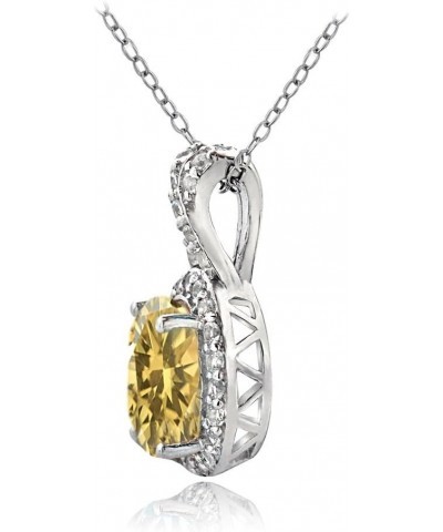 Sterling Silver Genuine, Created or Simulated Gemstone & White Topaz X & Oval Drop Necklace for Women Girls Citrine $18.19 Ne...