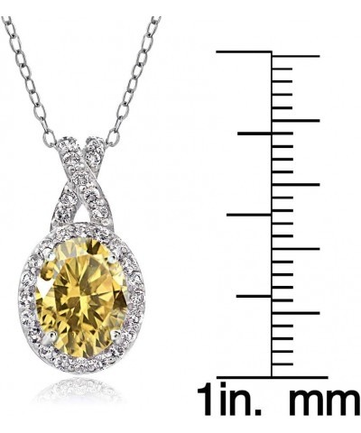 Sterling Silver Genuine, Created or Simulated Gemstone & White Topaz X & Oval Drop Necklace for Women Girls Citrine $18.19 Ne...