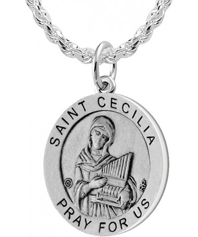 Ladies 925 Sterling Silver 18.5mm Saint Cecilia Medal Pendant Necklace, 18in to 24in 18in 2.3mm Rope Chain $21.60 Pendants