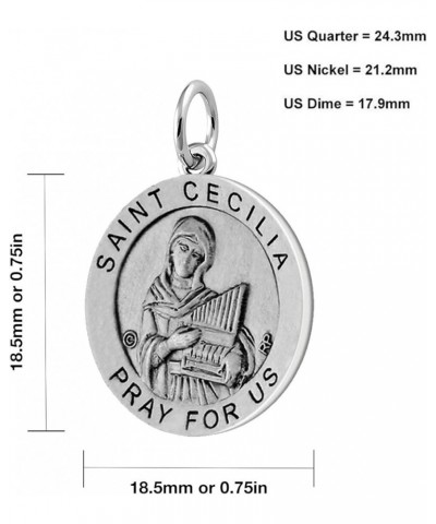 Ladies 925 Sterling Silver 18.5mm Saint Cecilia Medal Pendant Necklace, 18in to 24in 18in 2.3mm Rope Chain $21.60 Pendants