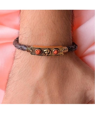 OM Rudraksh Bracelet, Hindu Tradition Mahadev Bracelets Kada, Evil Eye Protection Shiva Bangle for Unisex $9.43 Bracelets