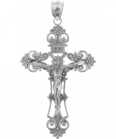 .925 Sterling Silver Floral Crucifix 'INRI' Pendant - Pendant Only $14.70 Pendants