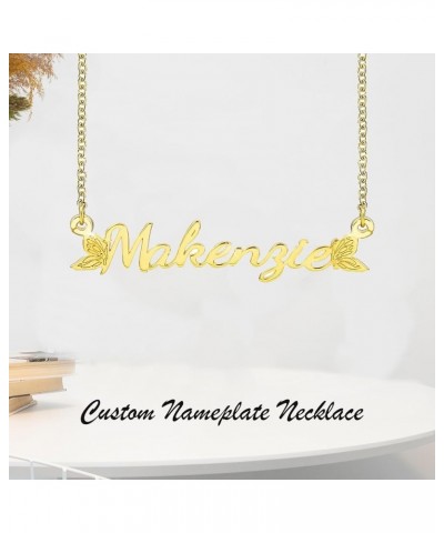 10K 14K 18K Solid Gold Personalized Name Necklace with Birthstone Custom Any Name Pendant Nameplate Jewelry Gifts for Women F...