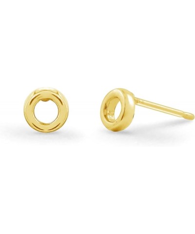 Jewelry Sterling Silver Open Circle Stud Earrings 14KT Gold Plated $12.71 Earrings