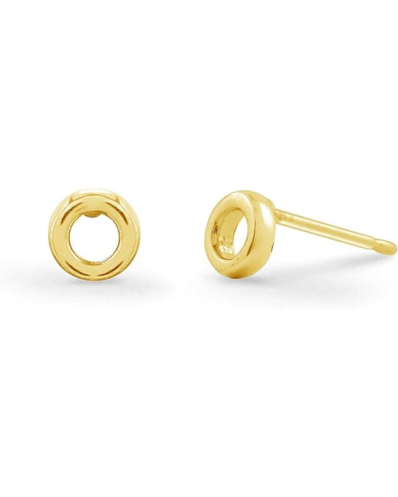 Jewelry Sterling Silver Open Circle Stud Earrings 14KT Gold Plated $12.71 Earrings