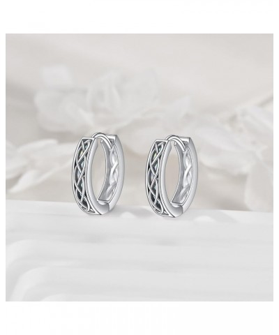 Huggie Hoop Earrings Sterling Silver Small Huggie Hoop Earrings Balinese Earrings Cross Jewelry Gifts for Women Celtic Knot-W...