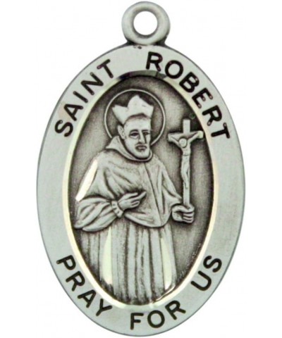 Sterling Silver Catholic Patron Saint Pray for Us Medal, 1 1/16 Inch Saint Robert $35.64 Pendants