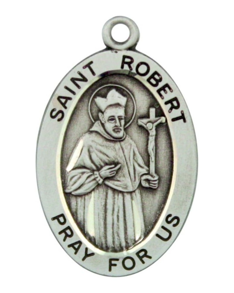 Sterling Silver Catholic Patron Saint Pray for Us Medal, 1 1/16 Inch Saint Robert $35.64 Pendants