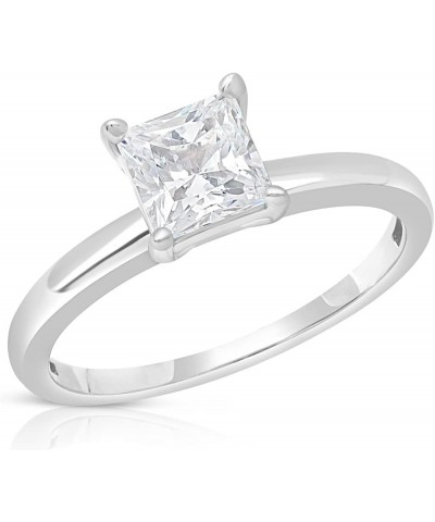 1 Carat Princess Cut Cubic Zirconia Solitaire Engagement Ring for Women | 14k Gold Engagement Ring | Simulated Diamond Ring |...