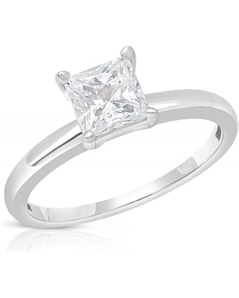 1 Carat Princess Cut Cubic Zirconia Solitaire Engagement Ring for Women | 14k Gold Engagement Ring | Simulated Diamond Ring |...