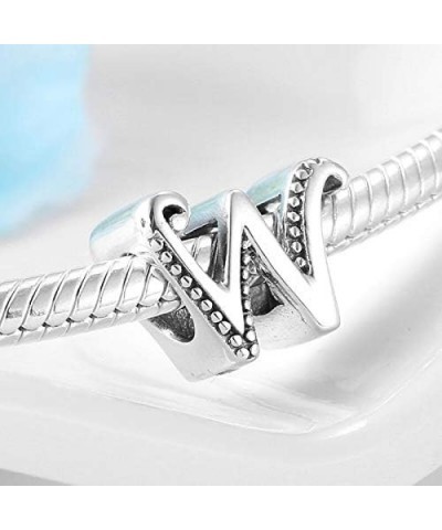 Letter Initial A - Z Charm Alphabet Bead 925 Sterling Silver Letter Charms fit for DIY Charm Bracelet & Necklace W $9.50 Brac...