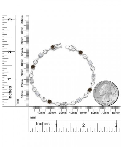 925 Sterling Silver Brown Smoky Quartz and White Moissanite and White Lab Grown Diamond Bracelet For Women (2.24 Cttw, Gemsto...