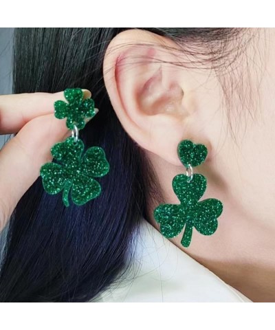 St. Patrick's Day Earrings Irish Shamrock Earring for Women Clover Dangle Lip Earrings for St Patrick's Festival Gift A-Heart...