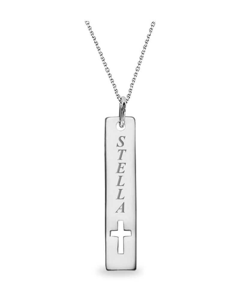 Personalized Customized Bar with Name Engraved Necklace for Women Teen Cross Bar $14.03 Necklaces