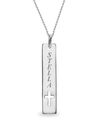 Personalized Customized Bar with Name Engraved Necklace for Women Teen Cross Bar $14.03 Necklaces