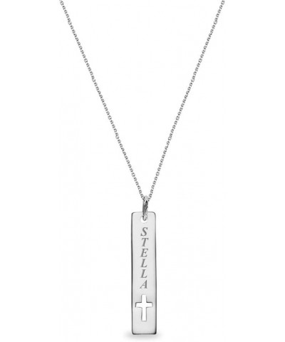 Personalized Customized Bar with Name Engraved Necklace for Women Teen Cross Bar $14.03 Necklaces