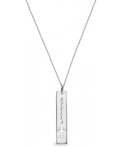 Personalized Customized Bar with Name Engraved Necklace for Women Teen Cross Bar $14.03 Necklaces