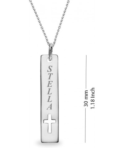 Personalized Customized Bar with Name Engraved Necklace for Women Teen Cross Bar $14.03 Necklaces