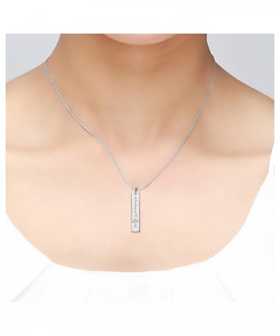 Personalized Customized Bar with Name Engraved Necklace for Women Teen Cross Bar $14.03 Necklaces