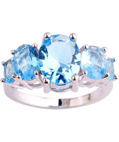 925 Silver Plated Ring Brilliant Oval Cut Citrine Wedding Engagement Ring for Women Size 8 US_10 Light Blue $5.39 Rings