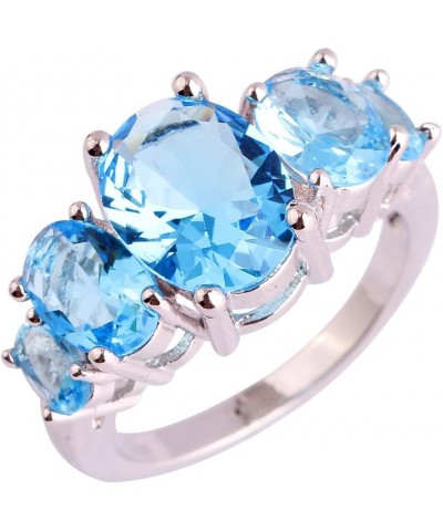 925 Silver Plated Ring Brilliant Oval Cut Citrine Wedding Engagement Ring for Women Size 8 US_10 Light Blue $5.39 Rings