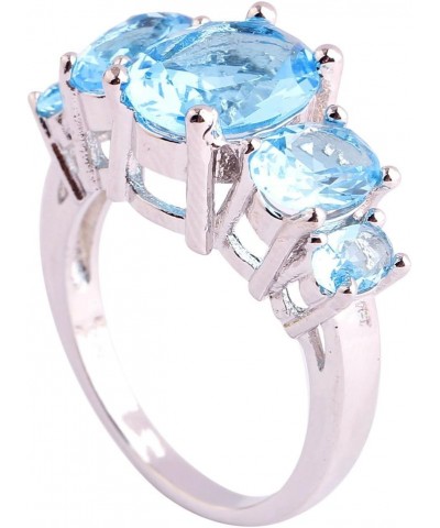 925 Silver Plated Ring Brilliant Oval Cut Citrine Wedding Engagement Ring for Women Size 8 US_10 Light Blue $5.39 Rings