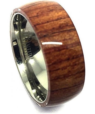 8mm Titanium Pure Brown Hawaiian Koa Wood Domed Top Wedding Band Ring ForMen Or Ladies $15.54 Rings