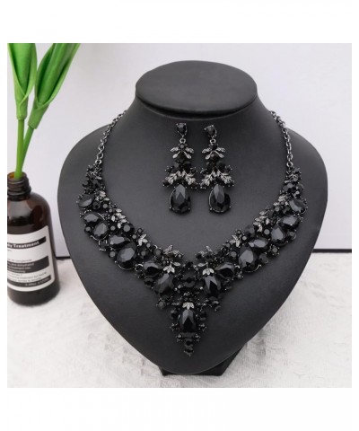 Elegant Teardrop Crystal Wedding Jewelry Sets for Women Bridal Statement Necklace Earrings Bride Bridesmaid Costume Accessori...