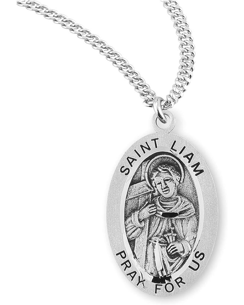 Sterling Silver Oval Patron Saint Medal St. Liam 2 $23.01 Necklaces