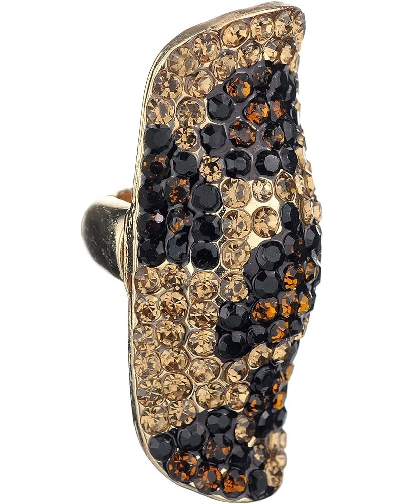 Women's Stone Studded Curved Boho Fashion Stretch Ring Leopard $9.35 Rings