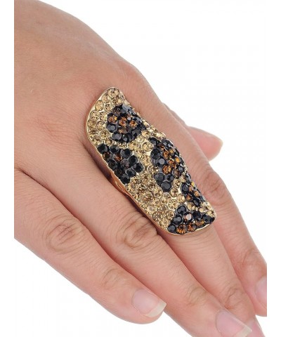 Women's Stone Studded Curved Boho Fashion Stretch Ring Leopard $9.35 Rings