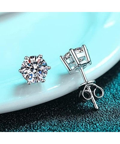 Green Moissanite Earrings - 6 Prong Green Stud Earrings 14k White Gold Green Earrings 925 Sterling Silver Moissanite Jewelry ...