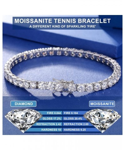 Moissanite Tennis Bracelet 4.8-60CTTW Lab Created Diamond Bracelet for Women 18K White Yellow Gold Plated Sterling Silver Men...