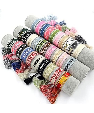 Woven Friendship Wrap Embroidery Bracelets – LOVE Knitted Word Adjustable Rope Braided Bracelets for Women Girls Gift Blue $7...