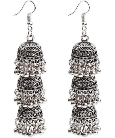 Vintage Ethnic Earrings Bohemian Long Bell Earrings Exotic Indian Earrings Jewelry for Women and Girls Silver B $9.71 Earrings